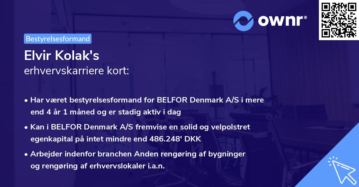 Elvir Kolak's erhvervskarriere kort