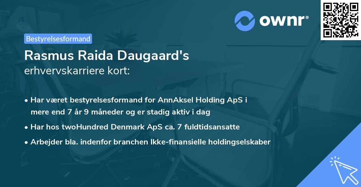 Rasmus Raida Daugaard's erhvervskarriere kort