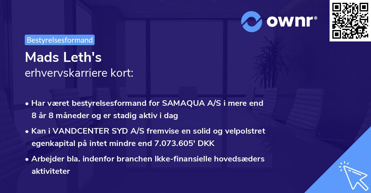 Mads Leth's erhvervskarriere kort