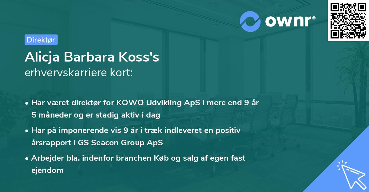 Alicja Barbara Koss's erhvervskarriere kort