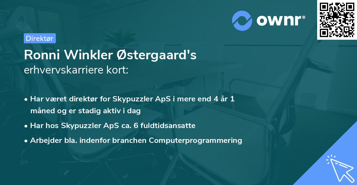 Ronni Winkler Østergaard's erhvervskarriere kort