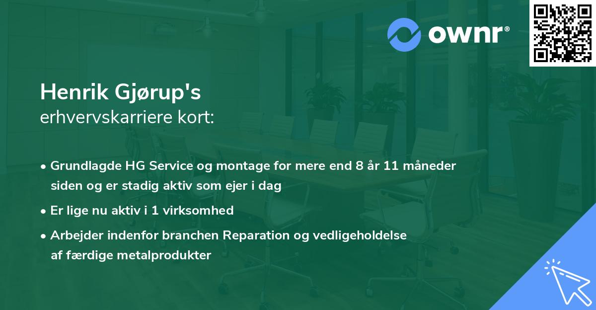 Henrik Gjørup's erhvervskarriere kort