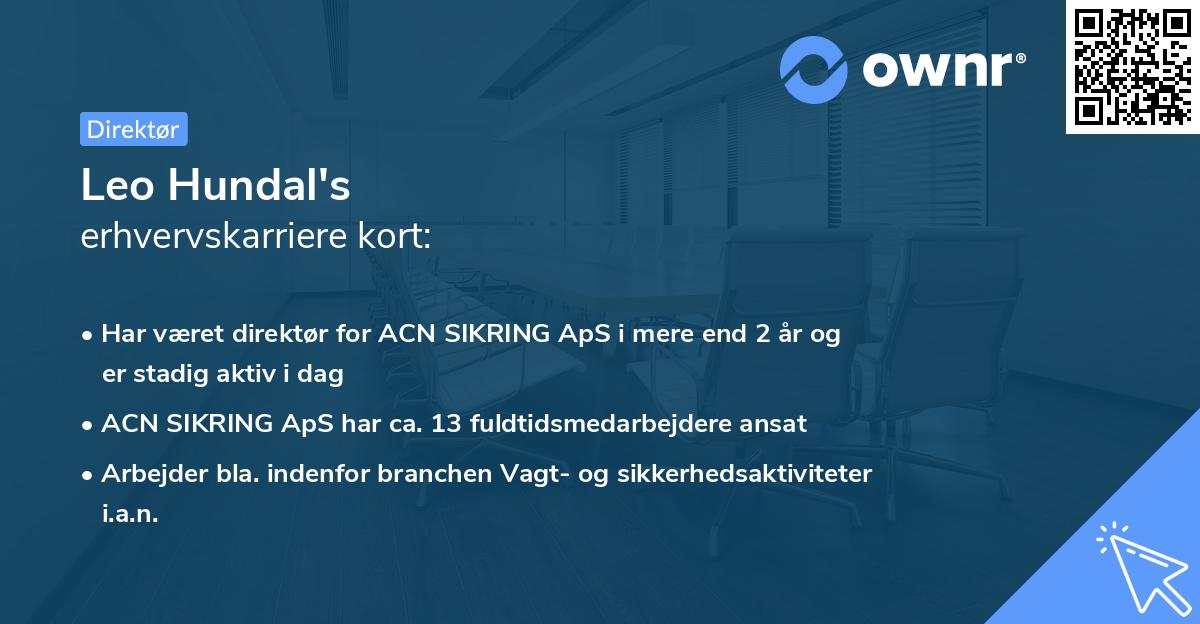 Leo Hundal's erhvervskarriere kort