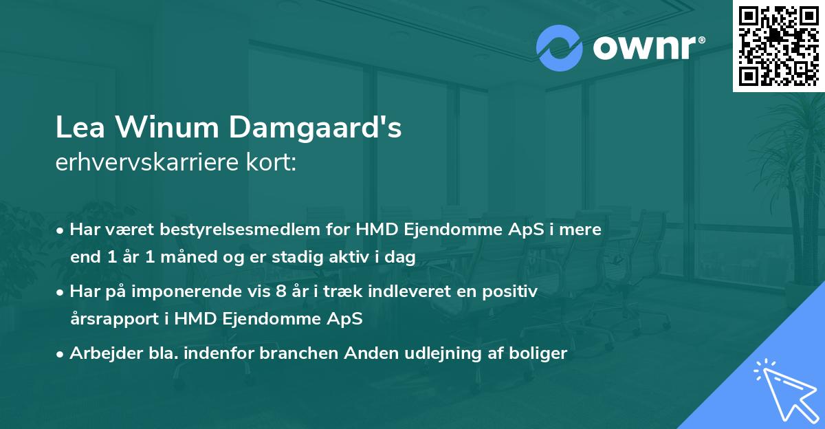 Lea Winum Damgaard's erhvervskarriere kort