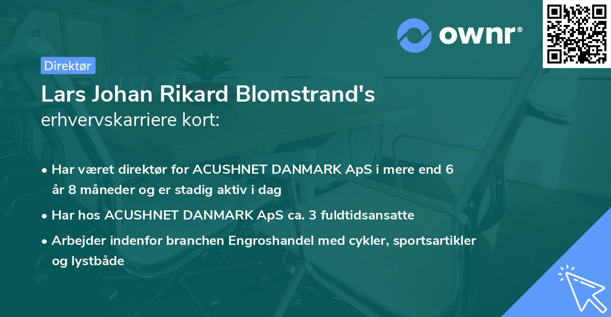 Lars Johan Rikard Blomstrand's erhvervskarriere kort