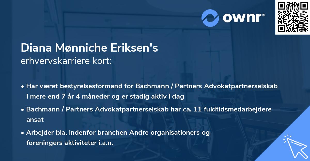 Diana Mønniche Eriksen's erhvervskarriere kort