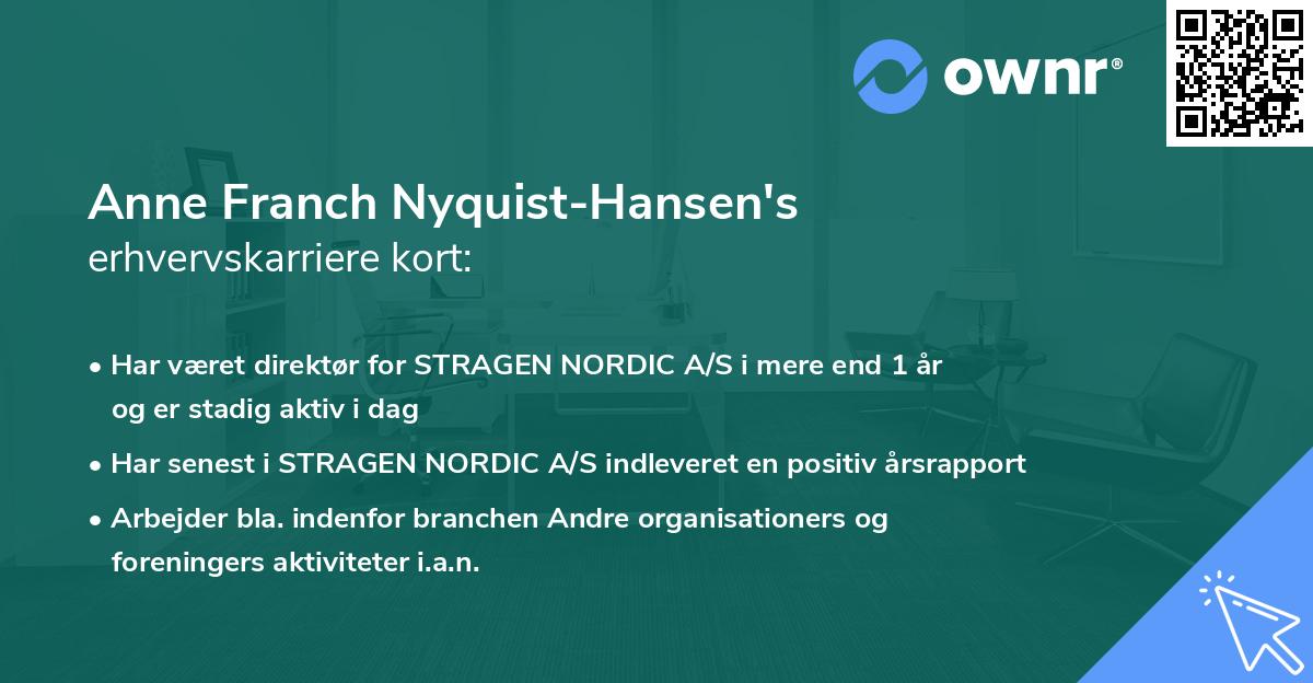 Anne Franch Nyquist-Hansen's erhvervskarriere kort