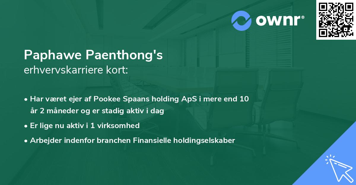 Paphawe Paenthong's erhvervskarriere kort