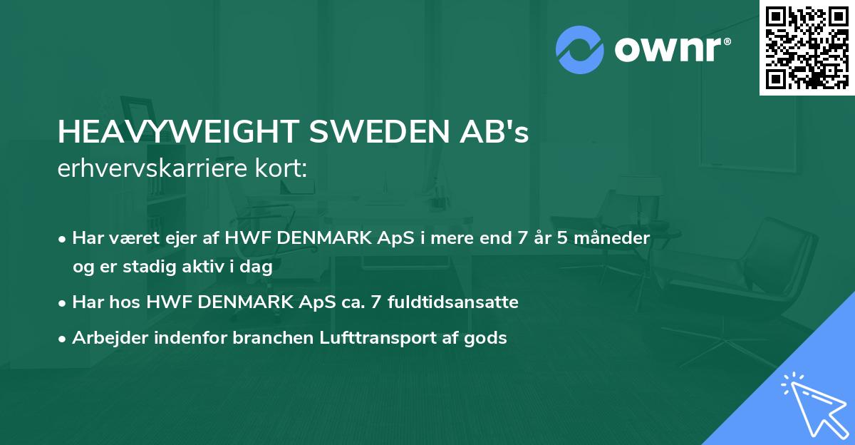 HEAVYWEIGHT SWEDEN AB's erhvervskarriere kort