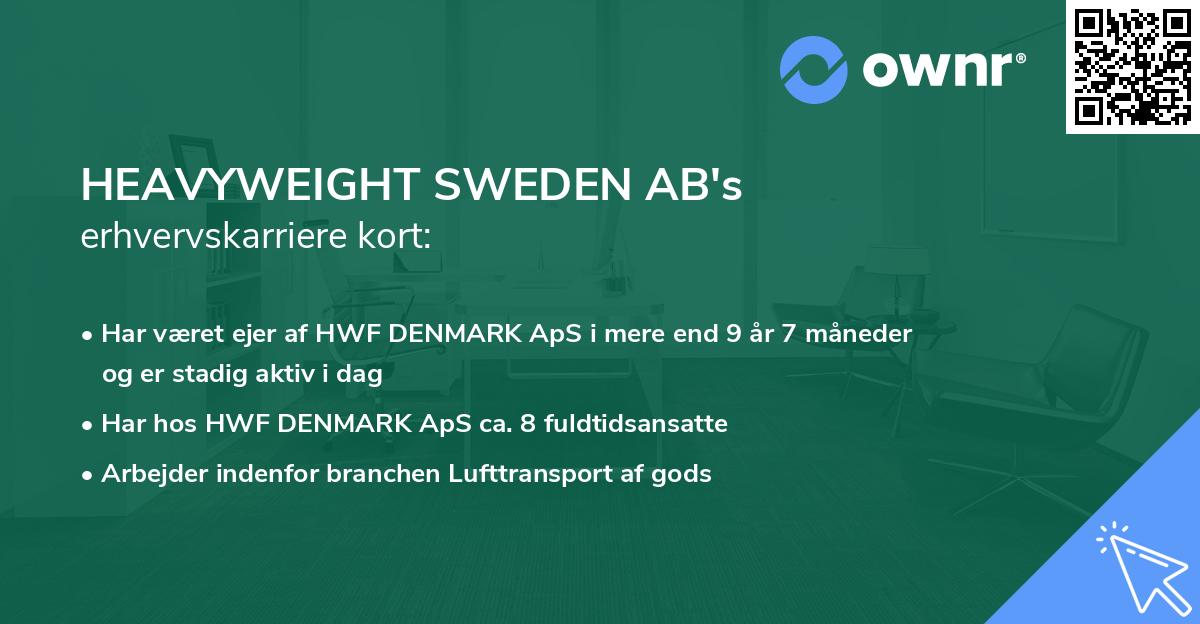 HEAVYWEIGHT SWEDEN AB's erhvervskarriere kort