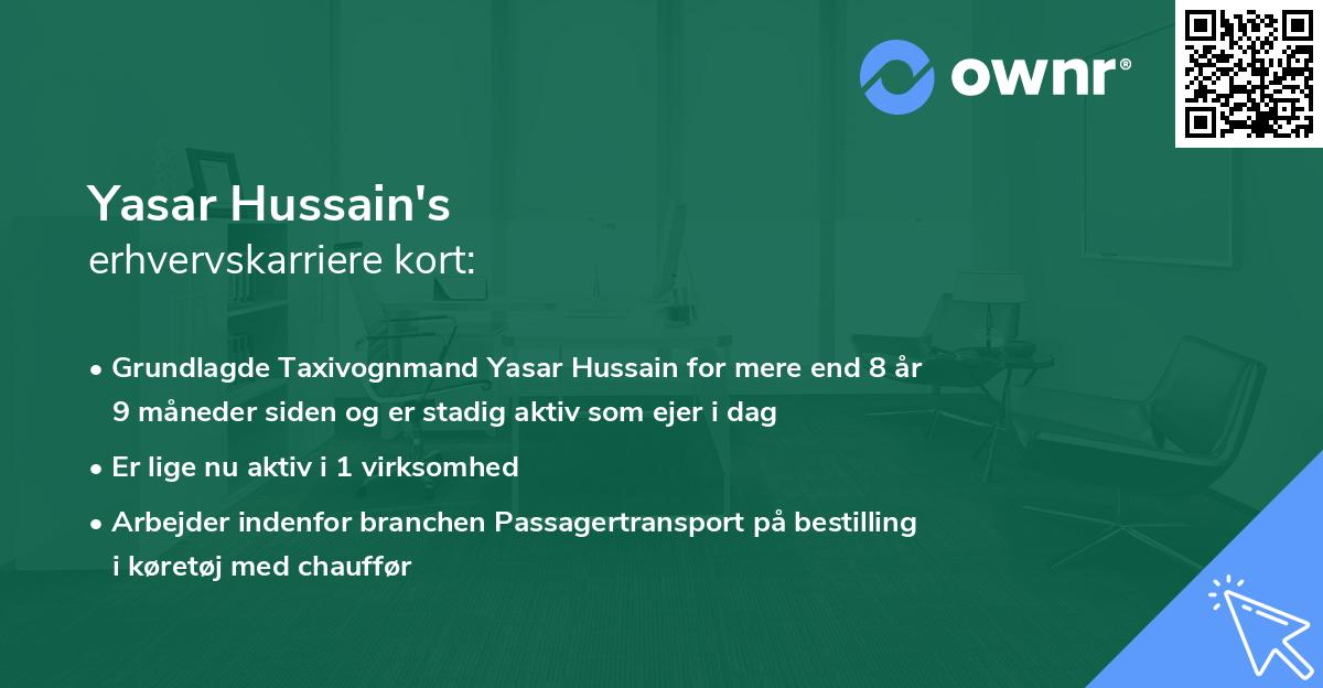 Yasar Hussain's erhvervskarriere kort