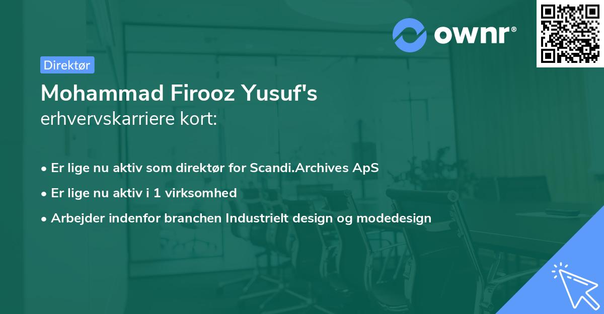 Mohammad Firooz Yusuf's erhvervskarriere kort