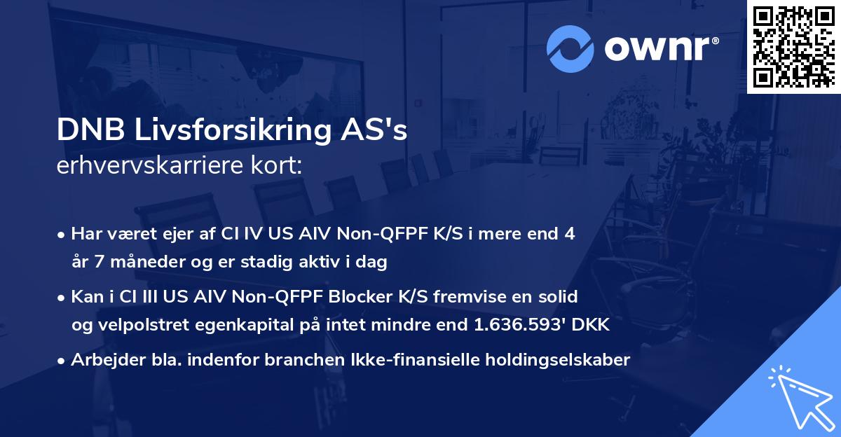 DNB Livsforsikring AS's erhvervskarriere kort