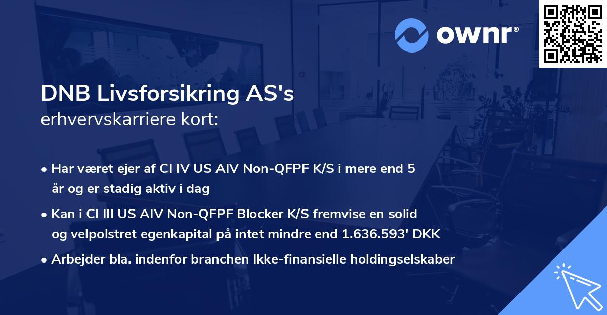 DNB Livsforsikring AS's erhvervskarriere kort