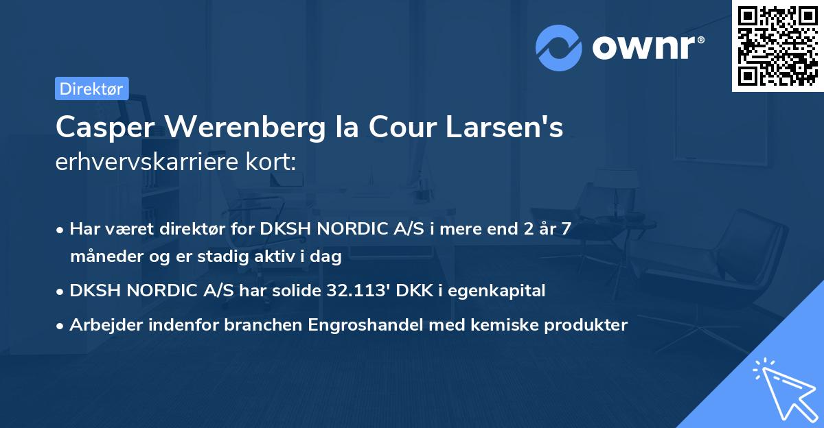 Casper Werenberg la Cour Larsen's erhvervskarriere kort