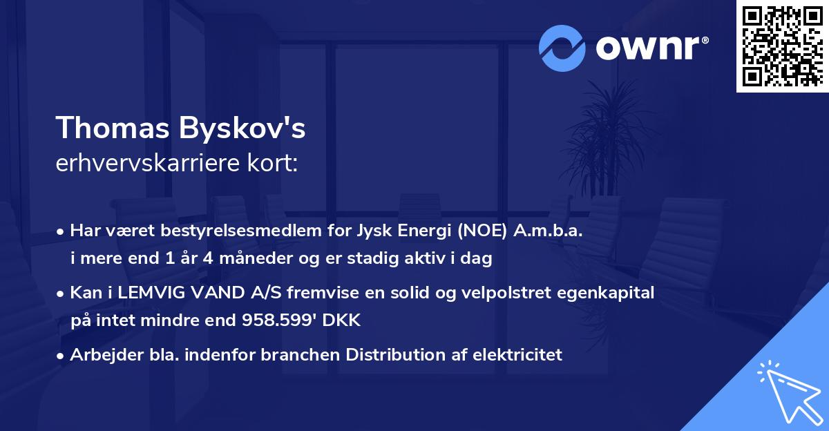 Thomas Byskov's erhvervskarriere kort