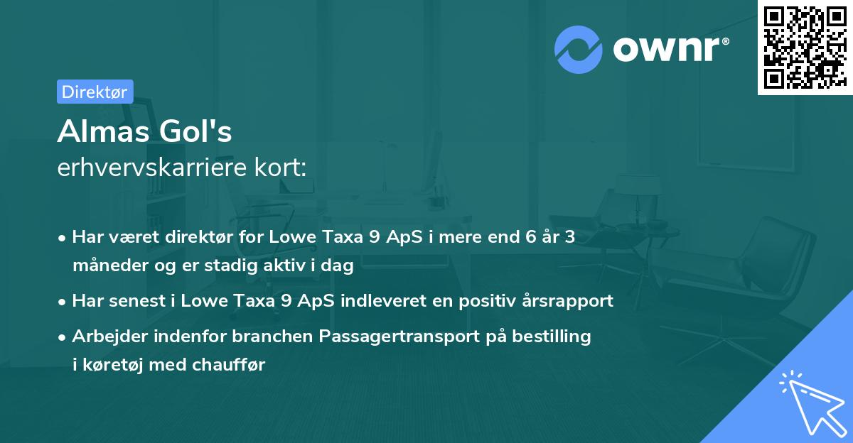 Almas Gol's erhvervskarriere kort