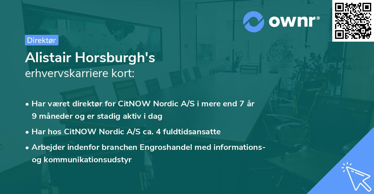 Alistair Horsburgh's erhvervskarriere kort