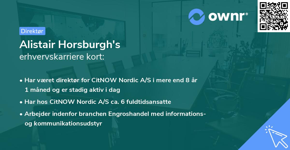 Alistair Horsburgh's erhvervskarriere kort
