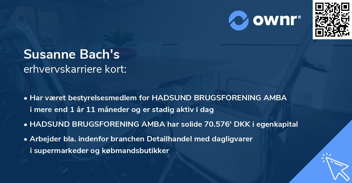Susanne Bach's erhvervskarriere kort