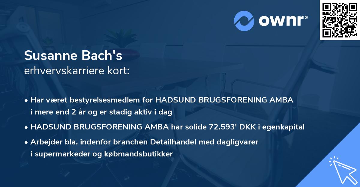 Susanne Bach's erhvervskarriere kort