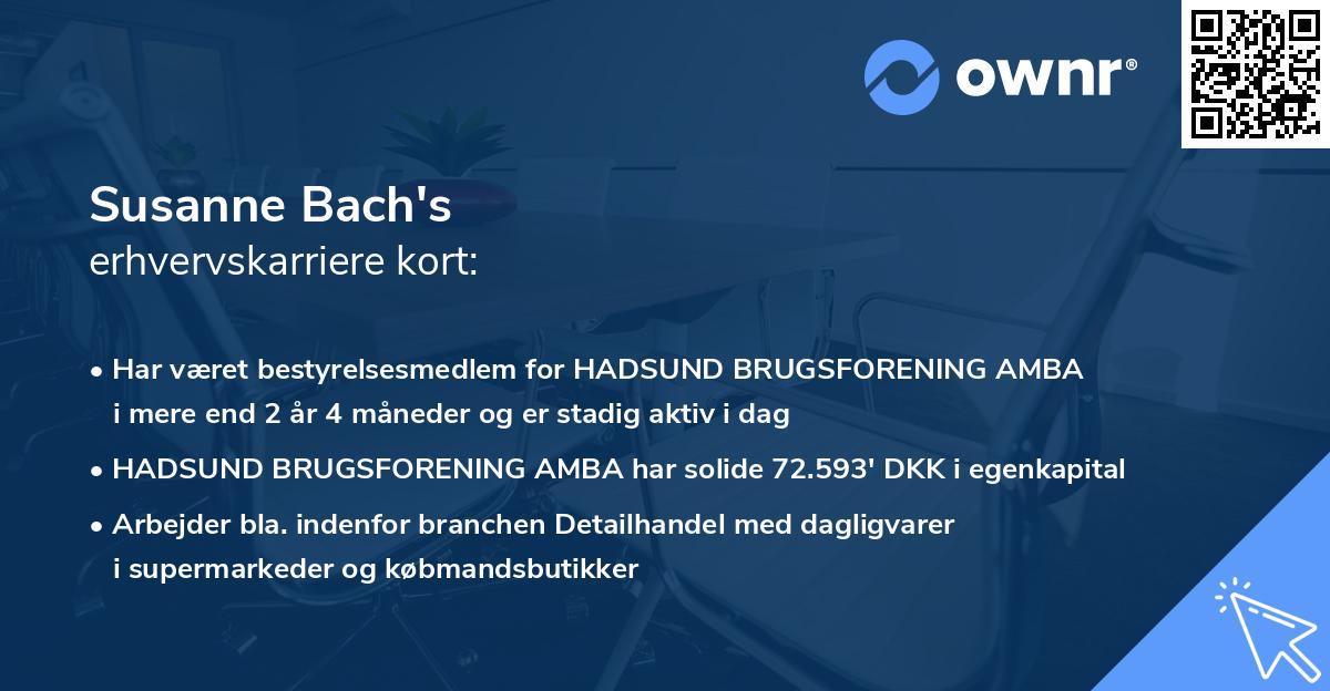 Susanne Bach's erhvervskarriere kort