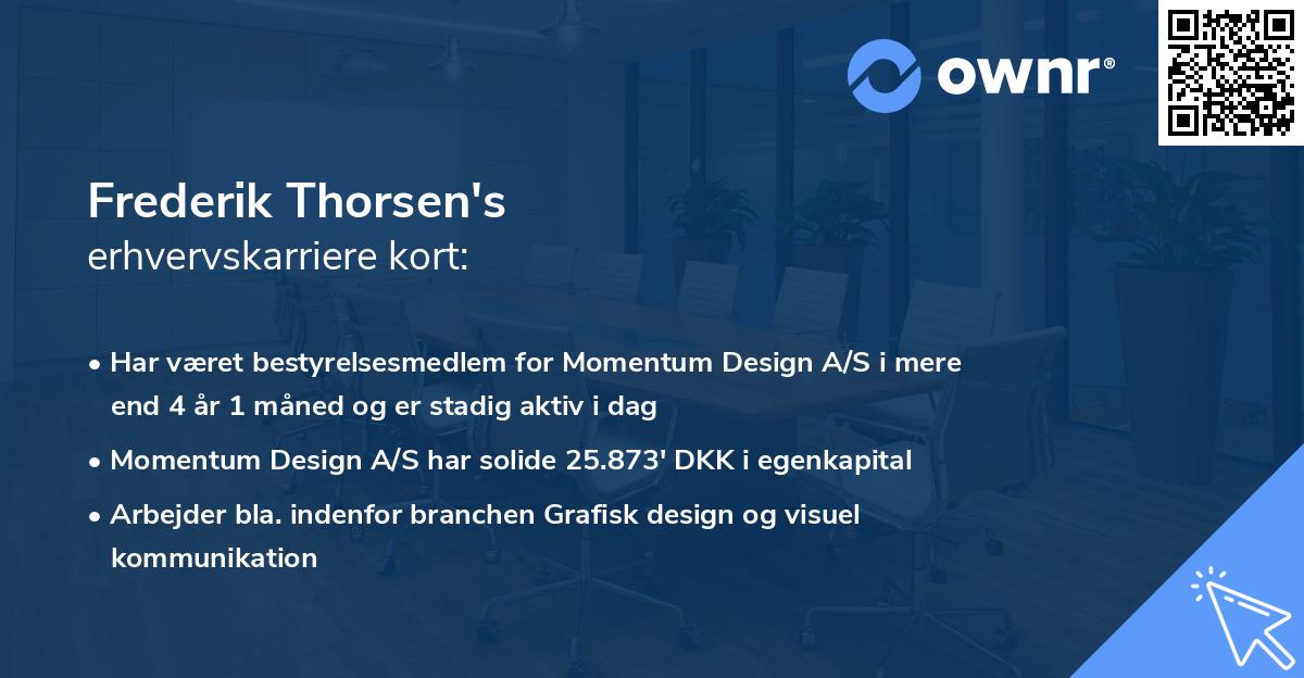 Frederik Thorsen's erhvervskarriere kort