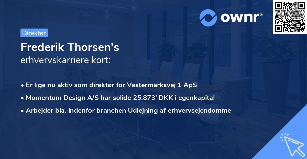 Frederik Thorsen's erhvervskarriere kort
