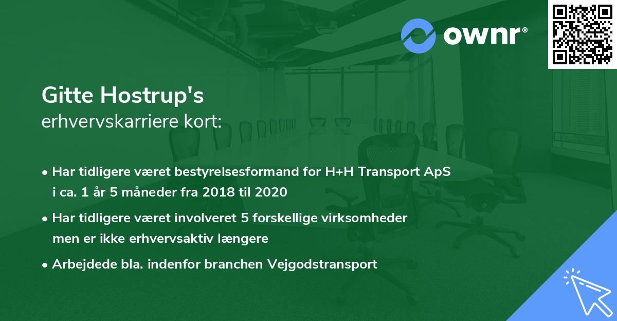 Gitte Hostrup's erhvervskarriere kort