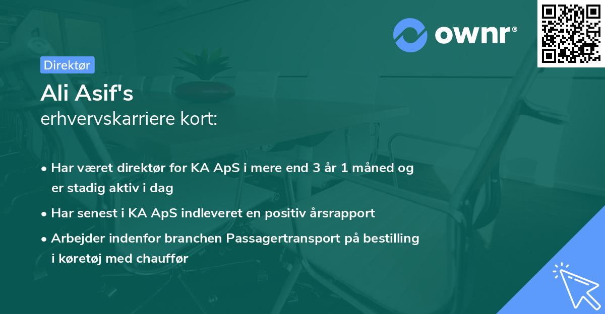 Ali Asif's erhvervskarriere kort