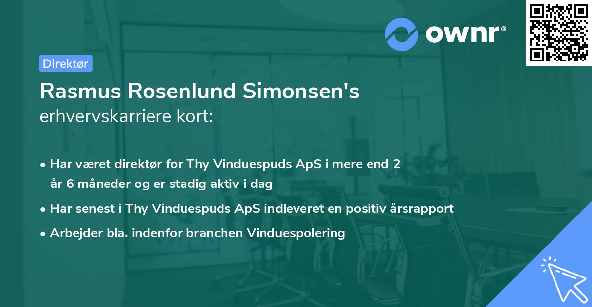 Rasmus Rosenlund Simonsen's erhvervskarriere kort