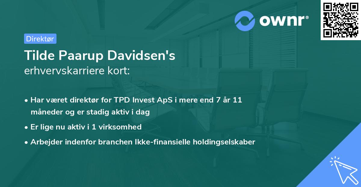 Tilde Paarup Davidsen's erhvervskarriere kort