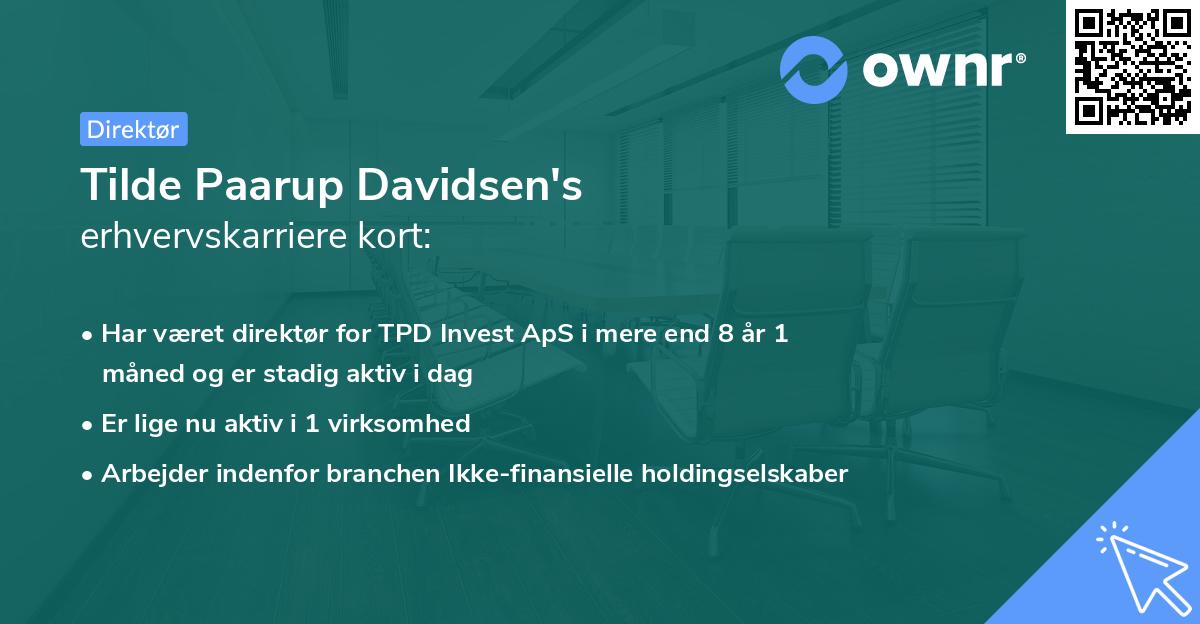 Tilde Paarup Davidsen's erhvervskarriere kort