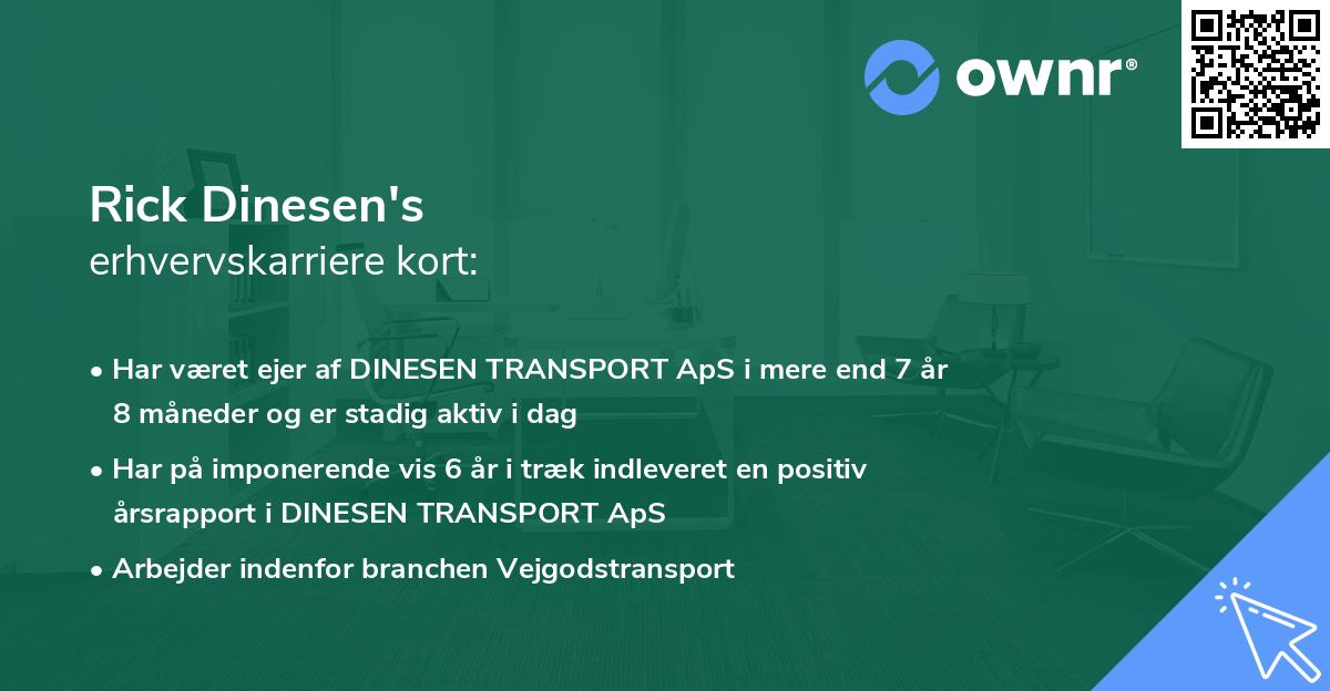 Rick Dinesen's erhvervskarriere kort