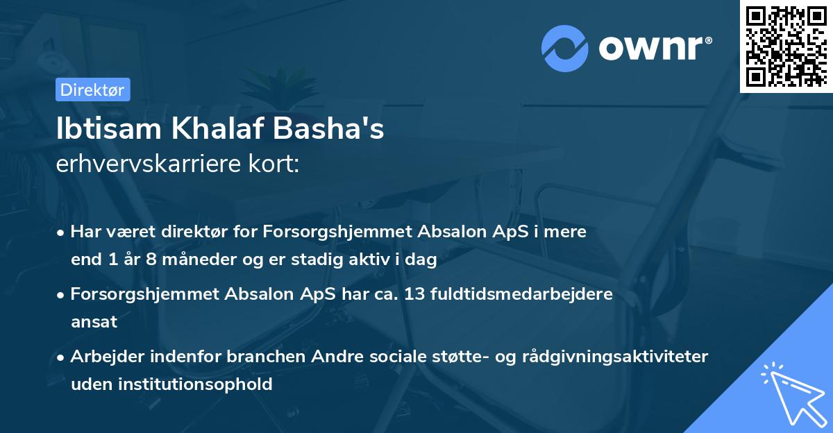 Ibtisam Khalaf Basha's erhvervskarriere kort