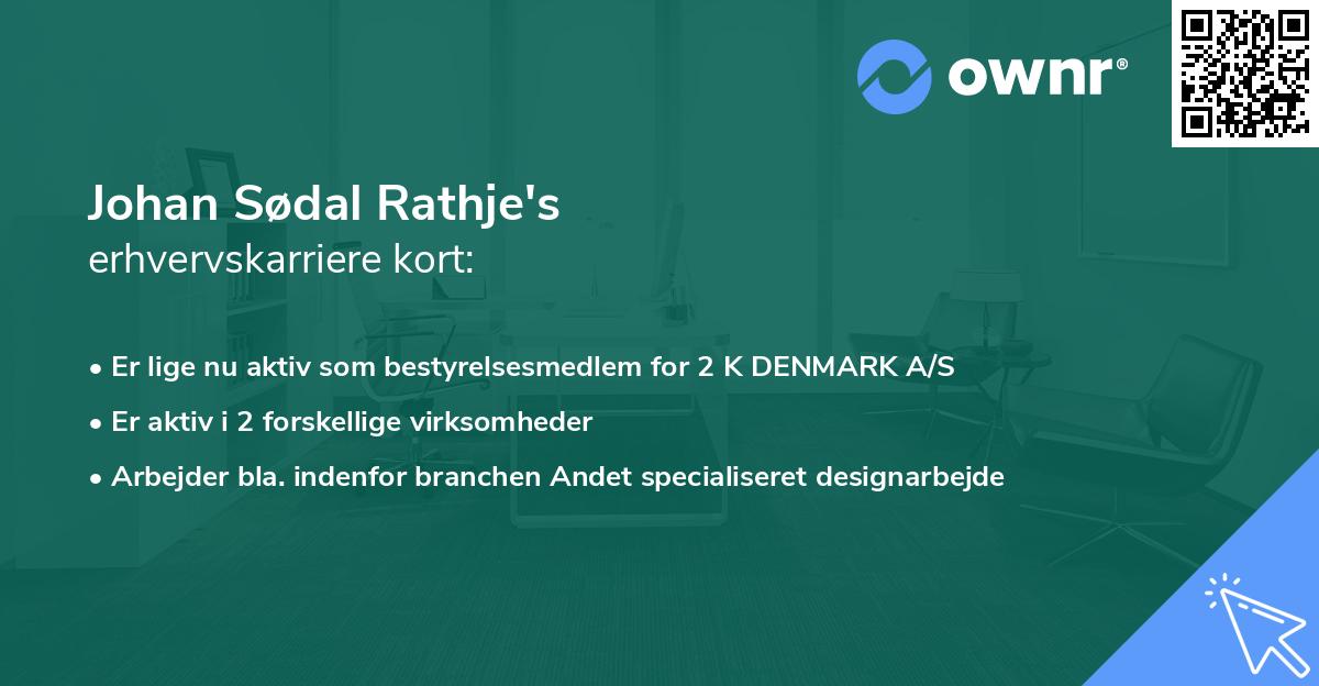 Johan Sødal Rathje's erhvervskarriere kort