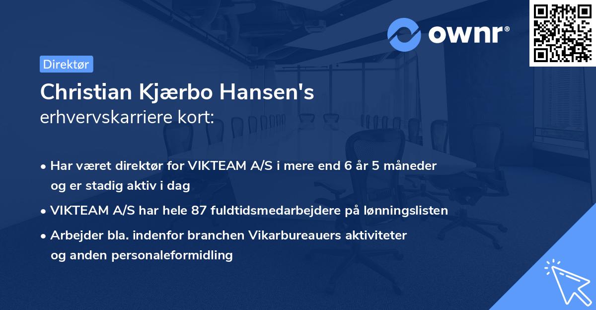 Christian Kjærbo Hansen's erhvervskarriere kort