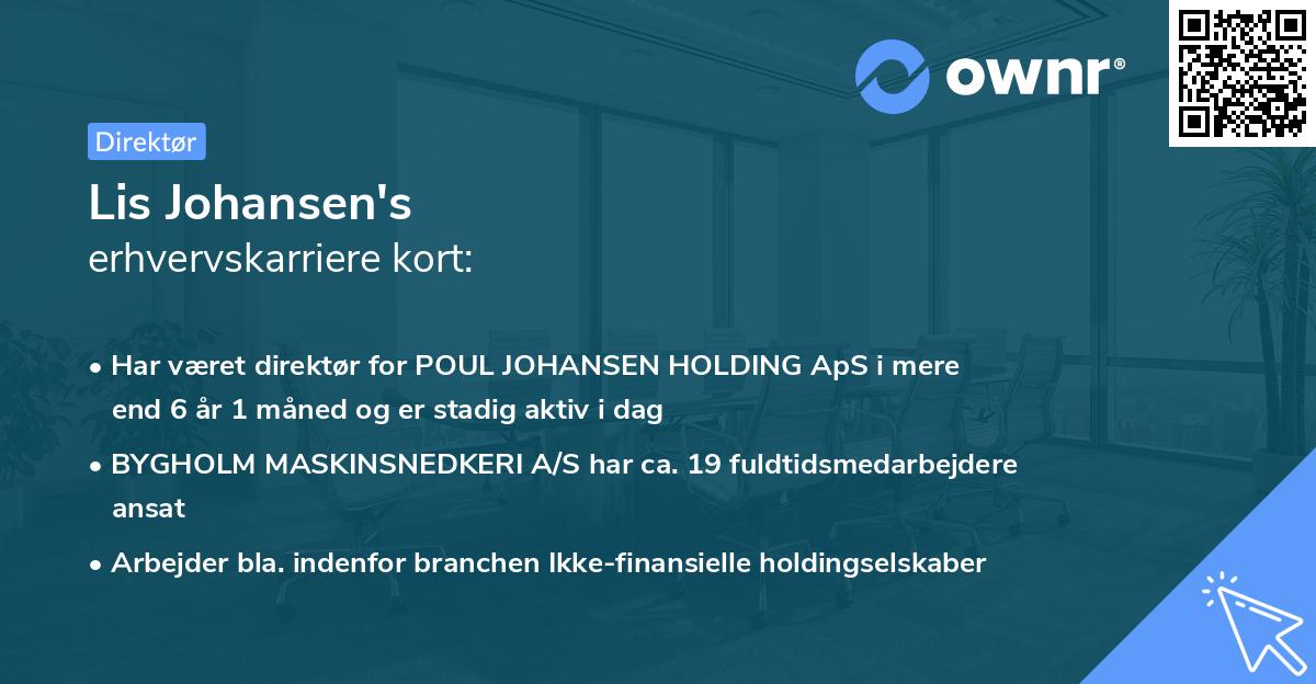 Lis Johansen's erhvervskarriere kort