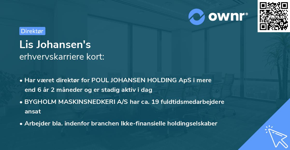 Lis Johansen's erhvervskarriere kort