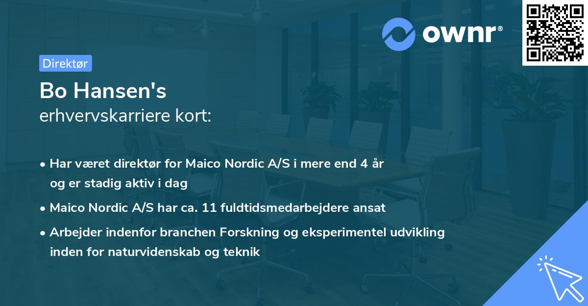Bo Hansen's erhvervskarriere kort