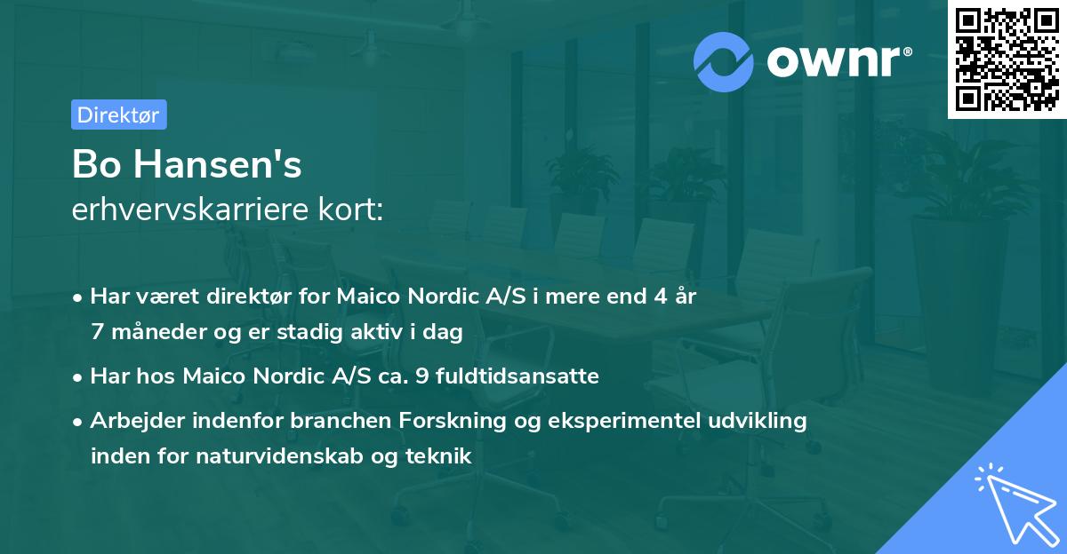Bo Hansen's erhvervskarriere kort