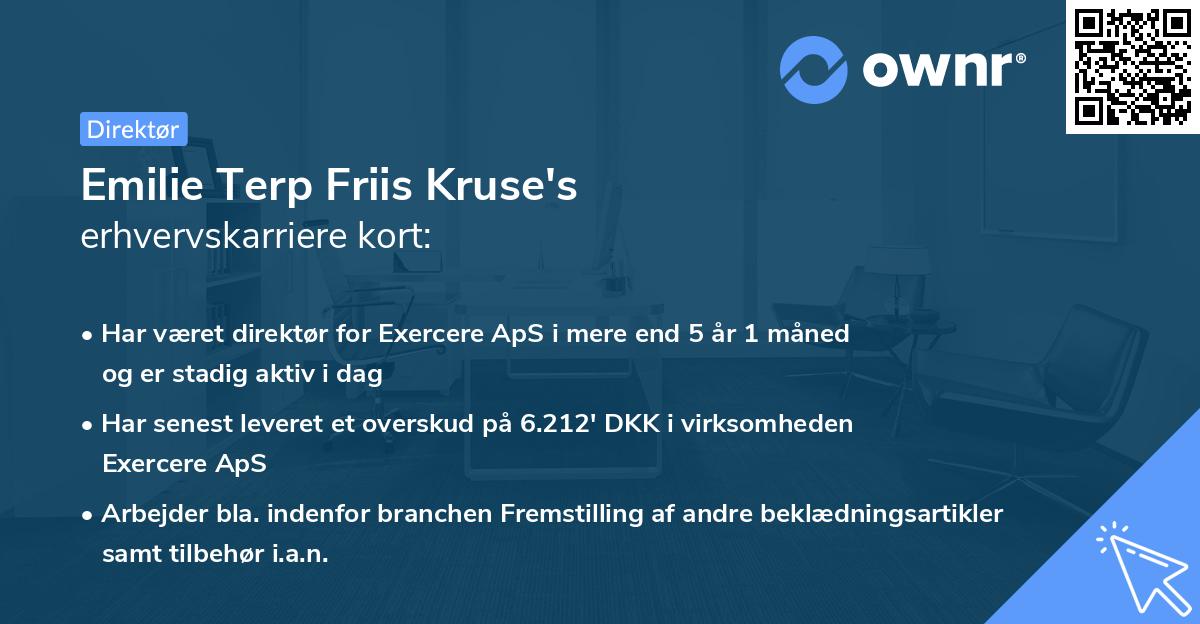 Emilie Terp Friis Kruse's erhvervskarriere kort