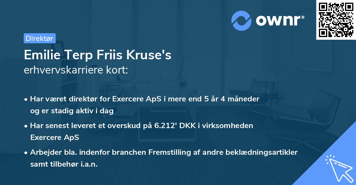 Emilie Terp Friis Kruse's erhvervskarriere kort
