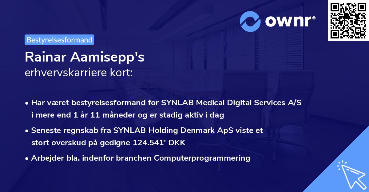 Rainar Aamisepp's erhvervskarriere kort