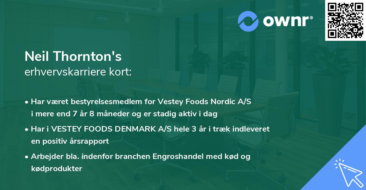 Neil Thornton's erhvervskarriere kort