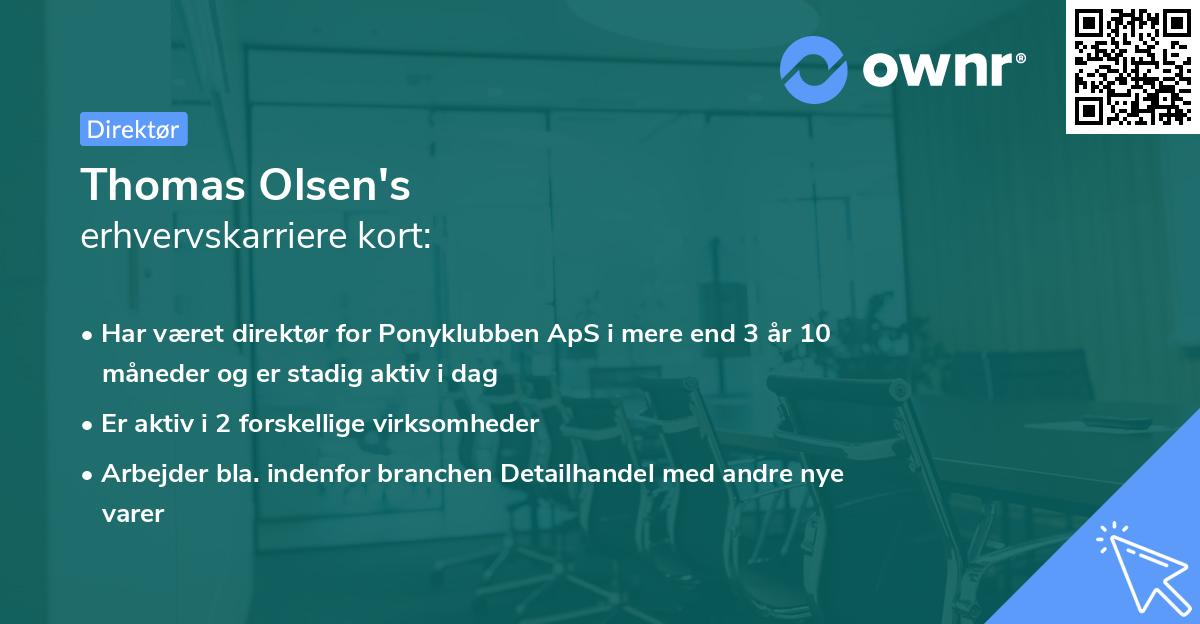 Thomas Olsen's erhvervskarriere kort