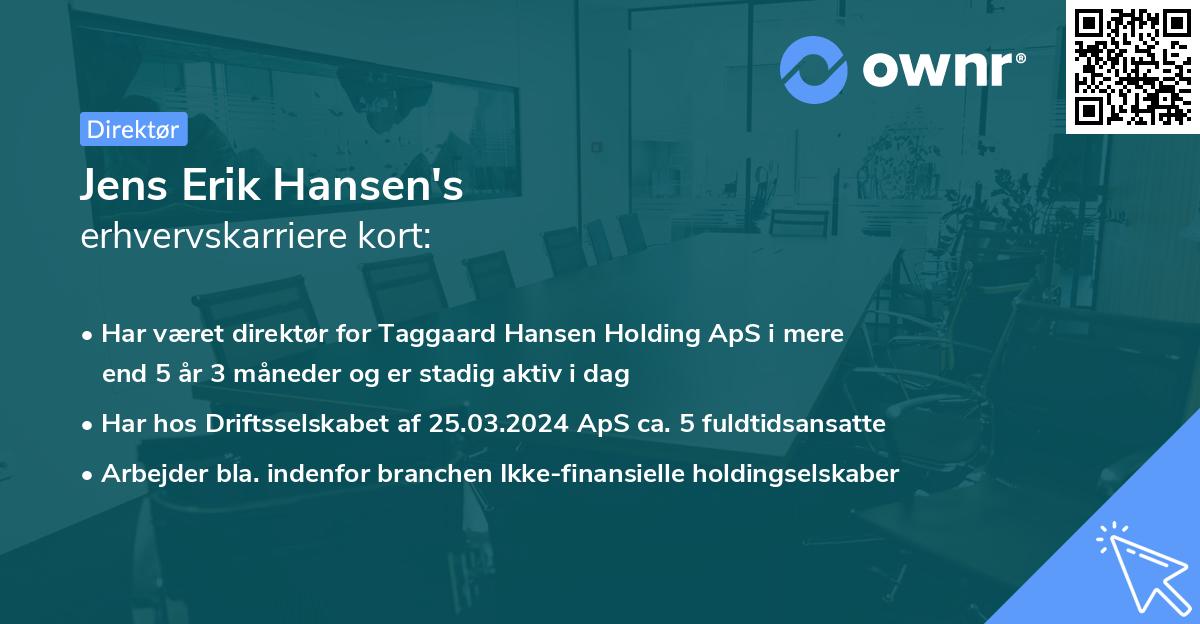 Jens Erik Hansen's erhvervskarriere kort