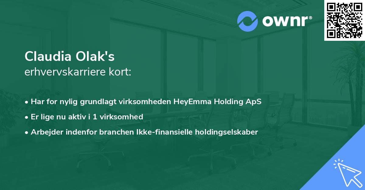Claudia Olak's erhvervskarriere kort