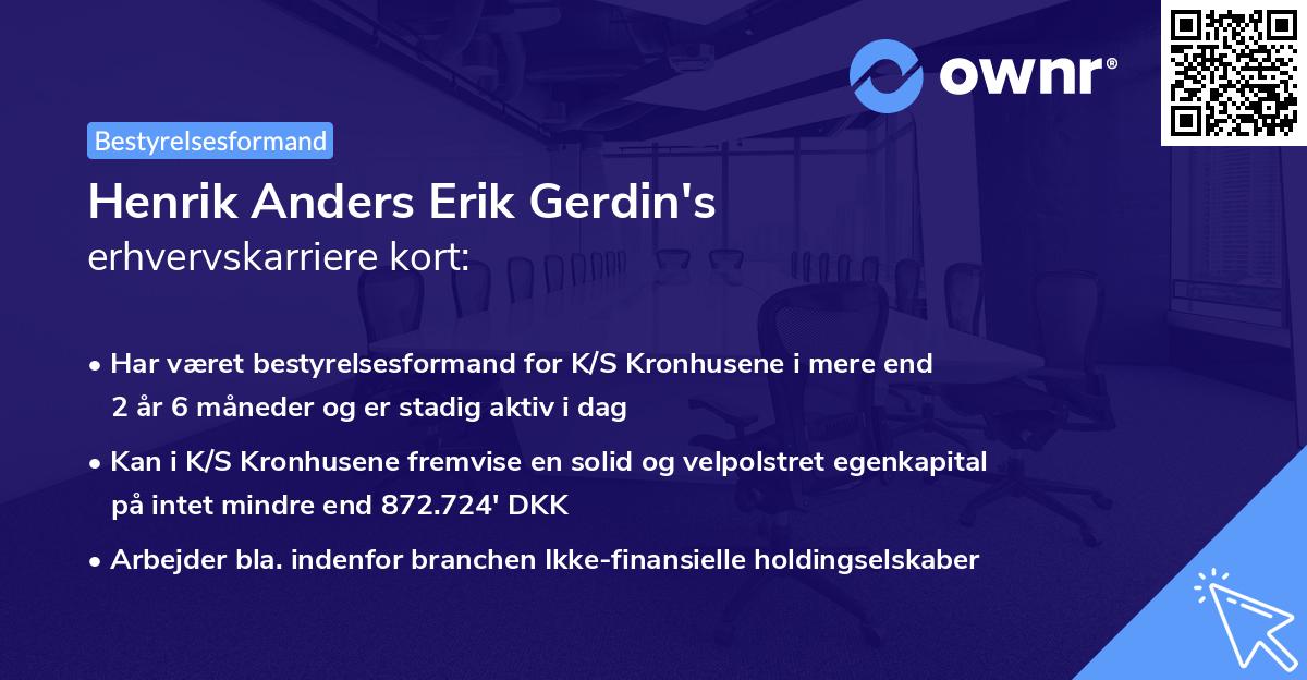 Henrik Anders Erik Gerdin's erhvervskarriere kort