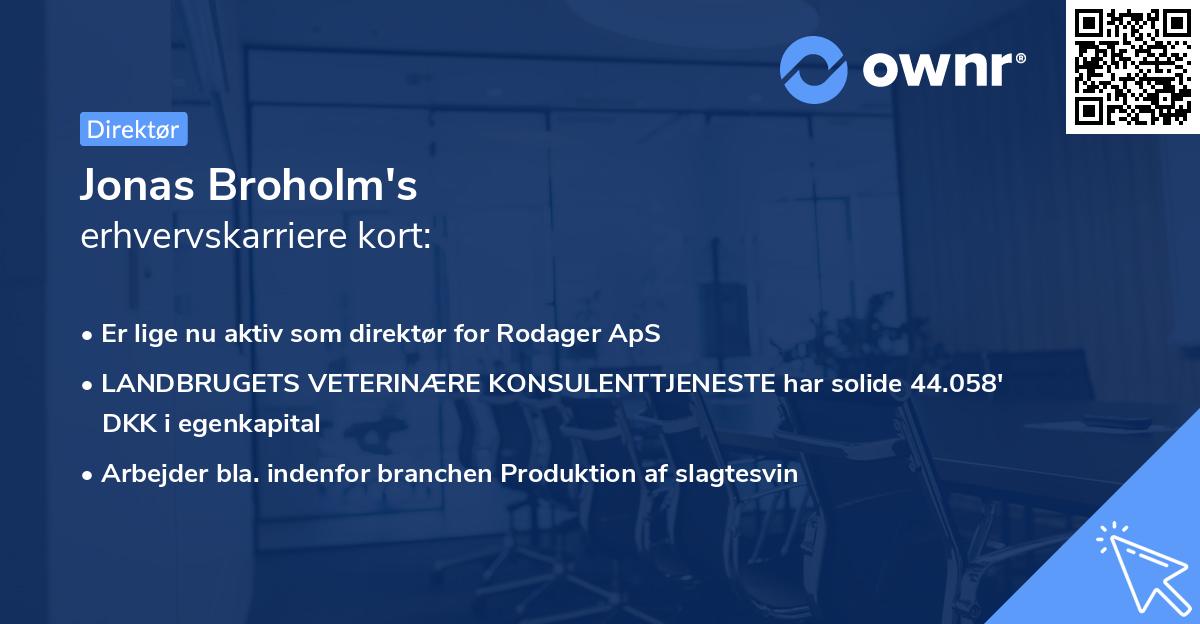 Jonas Broholm's erhvervskarriere kort